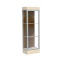 Waddell Display Case Of Ghent Edge Lighted Floor Case, Chocolate Back, Satin Frame, 6" Chardonnay Base, 24"W x 76"H x 20"D 91LFCO-SN-CD